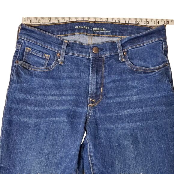 Old Navy Womens Sz 8 Long Original Mid-rise Denim Blue Jeans Straight Skinny - Picture 5 of 9